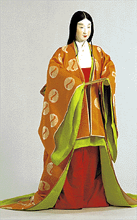 A Heian court costume for winter, from Kyoto costume museum